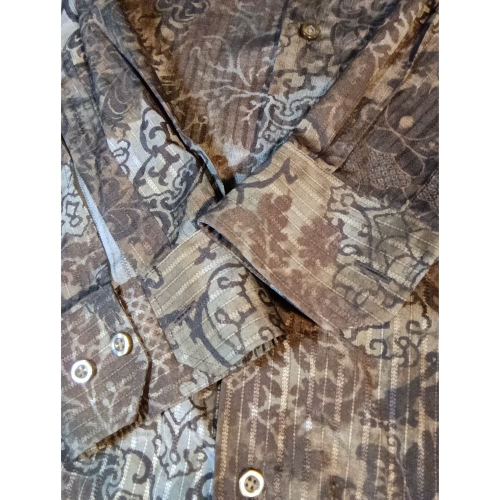 Georg Roth Los Angeles Mens XL Black/Brown Floral Long Sleeve Button Shirt 1772 - Picture 2 of 8